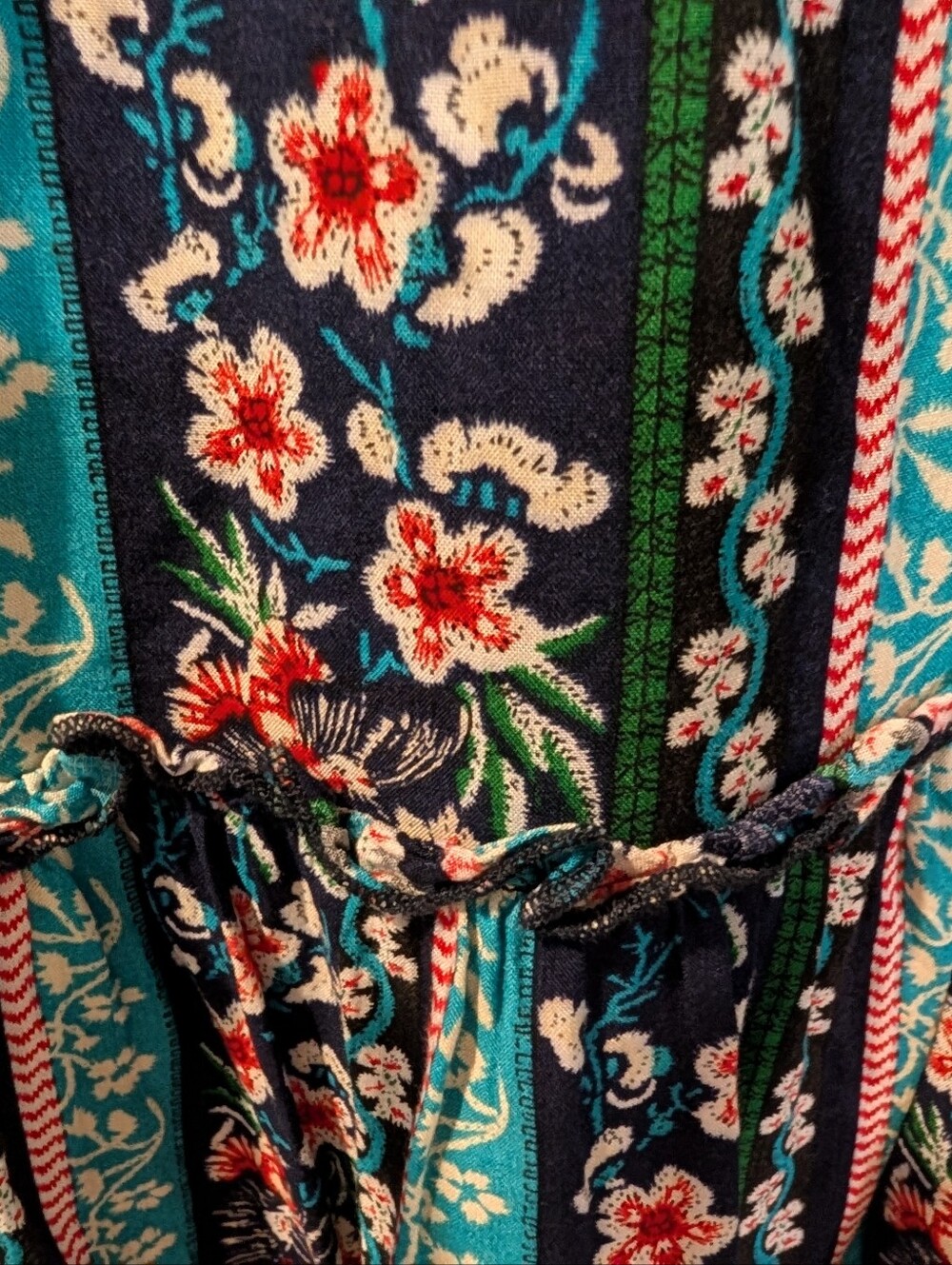 Weekend Suzanne Betro XL Floral Boho Peasant Blouse Crochet Trim Bell Sleeve Top - Picture 9 of 12